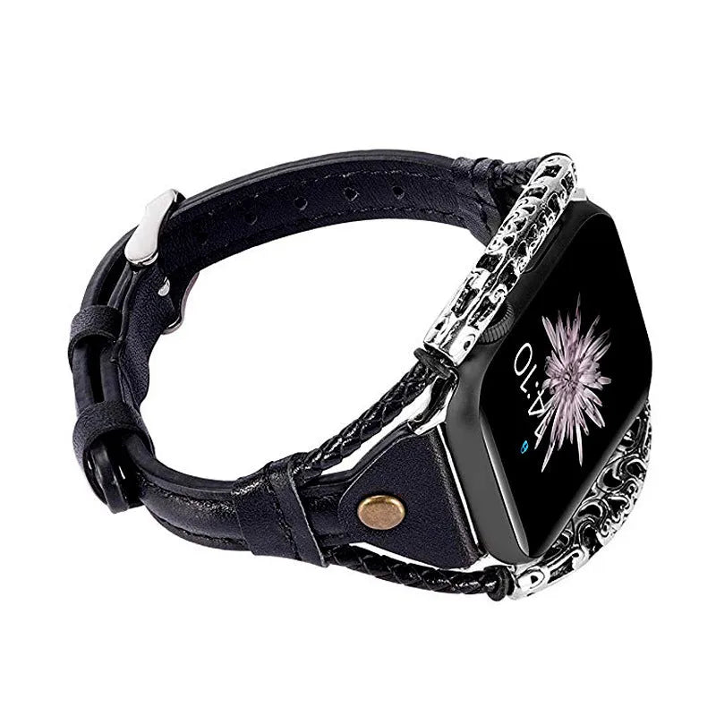 Handmade vintage metal bracelet fashion leather strap - Bellarte Enchanté Handmade vintage metal bracelet fashion leather strap